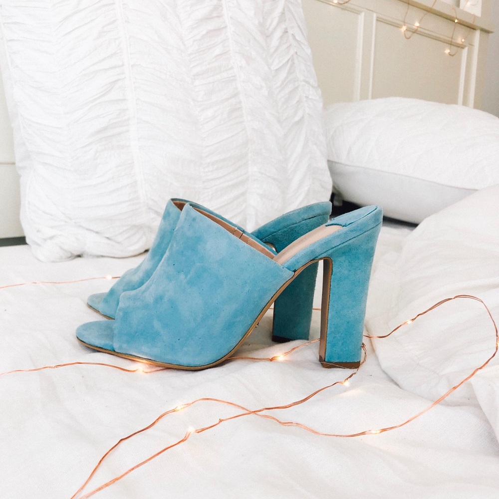 Baby Blue Tony Bianco Allegra Heeled Mule Shoes - Picture 5 of 7